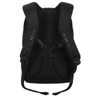 Black backpack on a white background