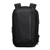 Black backpack on a white background