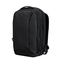 Black backpack on a white background