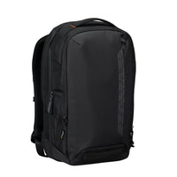 Black backpack on a white background