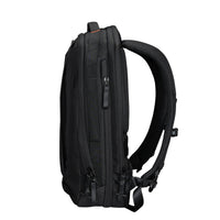 Black backpack on a white background