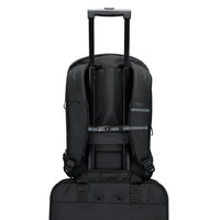 Black rolling backpack on a white background