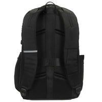 Black backpack back on a white background