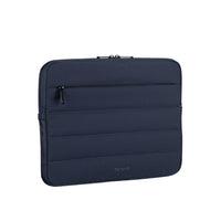 Navy blue laptop sleeve with Targus branding on a white background