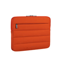 Orange laptop sleeve with a zipper on a white background