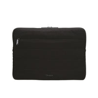 Black laptop sleeve with zipper on a white background