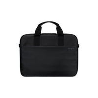 Black laptop bag with handle on a white background
