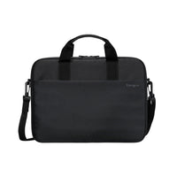 Black Targus laptop bag on a white background