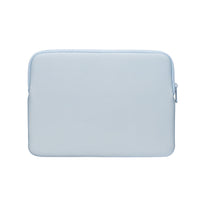 A light blue zippered laptop sleeve or protective case, shown flat against a solid white background.