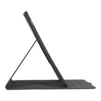 Black tablet stand on a white background