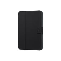Black tablet case with a strap on a white background