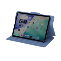 Tablet with a blue case on a white background