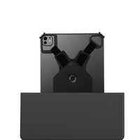 Black phone case with a unique design on a white background