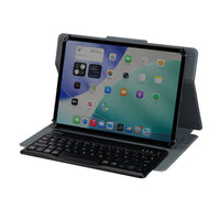 Tablet with keyboard cover on a white background