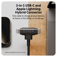 HyperJuice USB-C and Lightning Hybrid Silicone Cable (1.5m/5ft) - Black