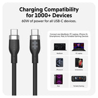 HyperJuice USB-C Silicone Charging Cable (1.5m/5ft) - Black