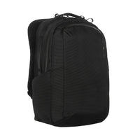 Black backpack on a white background