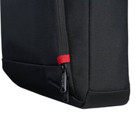 black targus laptop briefcase zip close up on white background