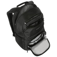 black laptop backpack on white background