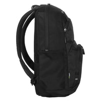 black laptop backpack on white background