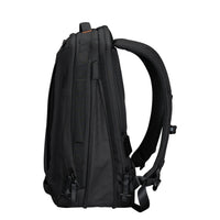 Black backpack on a white background
