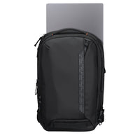 Black backpack on a white background