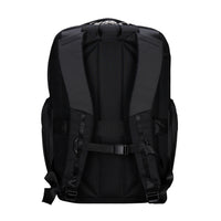 Black backpack on a white background