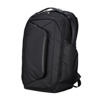Black backpack on a white background
