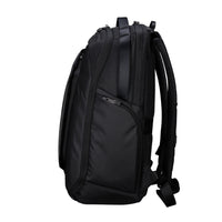 Black backpack on a white background