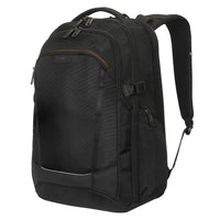 Black backpack on a white background