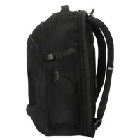Black backpack on a white background