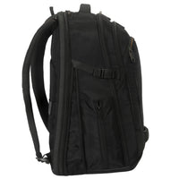 Black backpack on a white background