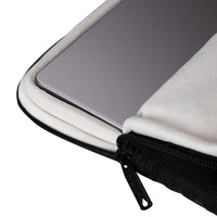 Close-up of a laptop sleeve with a zipper on a white background