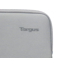Gray Targus laptop sleeve with brand logo on a white background