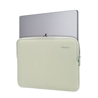Light green laptop sleeve with 'Targus' branding on a white background