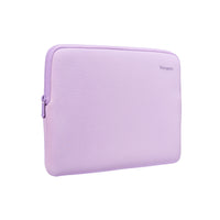 Purple laptop sleeve with a brand logo on a white background