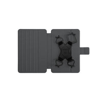 Black phone holder with stand on a white background