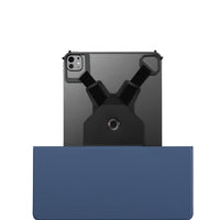 Blue case with black strap for an electronic device on a white background