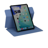 Tablet with a blue folio case on a white background