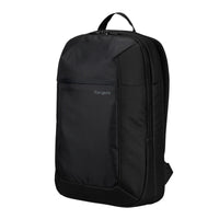 Black backpack with Targus branding on a white background
