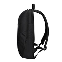 Black backpack on a white background