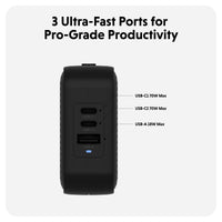 HyperJuice® 70W USB-C GaN Safety Tested Travel Charger - Black