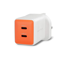 orange and white hyper wall charger showing 2 usb-c ports